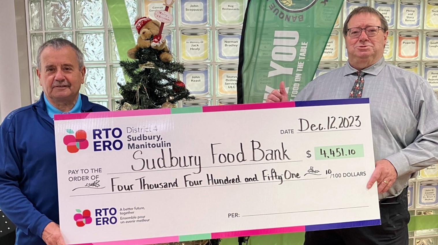 Donation to the Sudbury Food Bank
